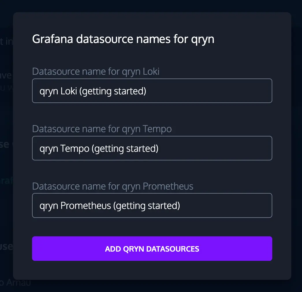 qryn data source for grafana names